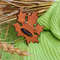 Brooch "Maple leaf", Beads embroidery, Accessory on a pin, back side