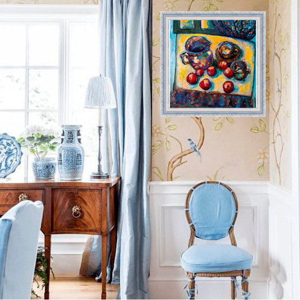 Still Life, Fruit Wall ,Art Home Decor Affordable , Art Tea Set Painting15.jpg