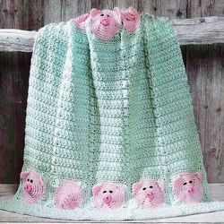 Digital | Afghan knitted baby blanket | Crochet patterns | Afghan blankets piglets | Knitted Afghans | PDF