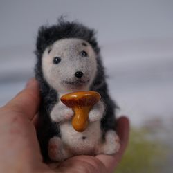 handmade toy wool felting hedgehog