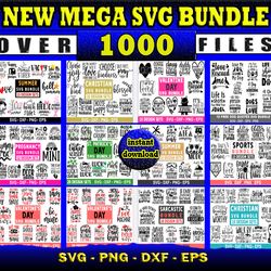 1000 Mega SVG Bundle For Print And Cricut SVG, PNG, DXF, EPS Files Digital Download