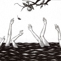 longing original ink drawing 7.7 x 7.3 in