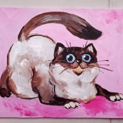 Siamese Cat Original Oil Painting