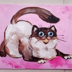 siamese cat original oil painting