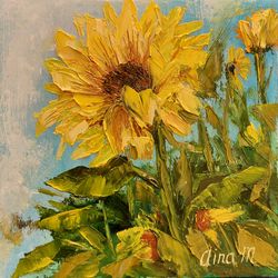 original oil painting sunflowers. interior painting, decor,gift