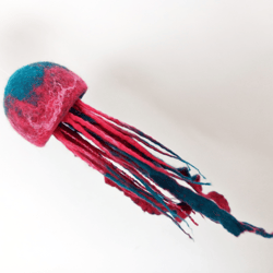 Felted hanging  pink and turquoise  jellyfish , realistic jellyfish for lovers of ocean , 8 cm diameter
