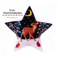Fawn / Winter forest - 3D Peyote Star Beading PDF Pattern, Christmas Ornament