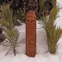Oaken Idol of god Tyr. Pagan idol. Norse Tradition