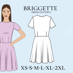 Dress PDF Pattern sewing patterns Basic PDF Woman dress pdf Pack Size XS - Xl Instant Download XS - 2 XL