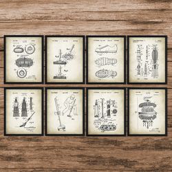 curling patent print set of 8,  curling stone poster, curling decor, winter sports print, vintage sports poster