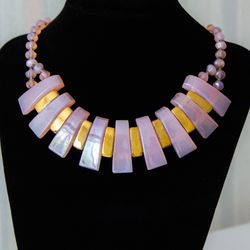 Vintage West Germany necklace Pink bib necklace Lucite choker