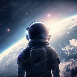 Digital Art Boy In Space Look At The Planet JPG image