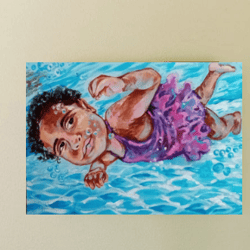 african girl american art original painting kids artwork black child art portrait painting wall decor