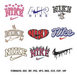 Nike embroidery design file, Swoosh nike embroidery design pes, Nike Embroidery Bundle, Nike Logo Embroidery Design 9pcs