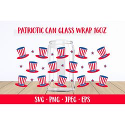 usa patriotic can glass wrap svg. fourth of july glass can