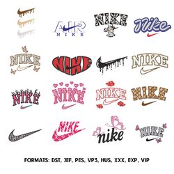 Nike embroidery design bundle file, Swoosh nike embroidery design pes, Nike Embroidery Bundle, Nike Logo Brand  12pcs