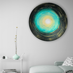 abstract green round painting colorful bright wall decor modern abstraction art
