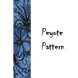Blue Flower Peyote Beading Pattern, Seed Bead Bracelet, Peyote Beaded Patterns PDF