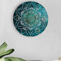 mandala flower of life sacred geometry spiritual painting meditation wall art