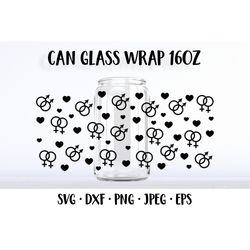 LGBT beer can glass wrap template SVG. LGBTQ glass can