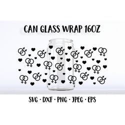lgbt beer can glass wrap template svg. lgbtq glass can