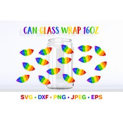 Rainbow lips can glass wrap template SVG. LGBT glass can