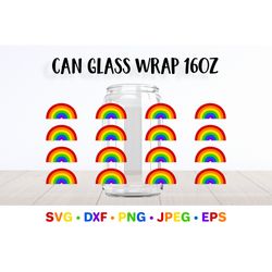 Rainbow can glass wrap template SVG. LGBT pride glass can