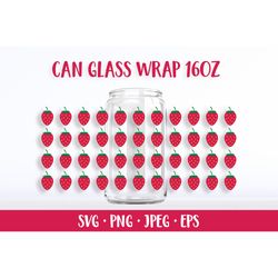 strawberry can glass wrap template svg. summer beer glass can