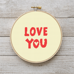 I love you cross stitch pattern Valentine's Day cross stitch card crossstitch PDF Love cross stitch