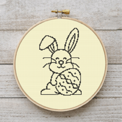 Bunny With Egg cross stitch pattern, pdf easy counted embroidery chart, easter bunny, easter rabbit with egg