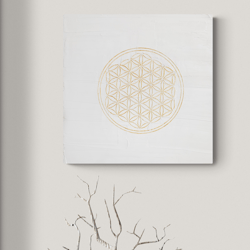 textured golden mandala flower of life bas-relief art sacred geomenty painting