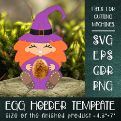Witch  Halloween  Egg Holder Template SVG