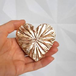 Gold Leaf Heart Magnet Love Heart Fridge Magnet Valentines Gift Refrigerator Magnets Original Textured Heart Art 3 by 3