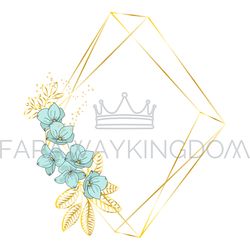 geometric flowers wedding golden vector illustration set