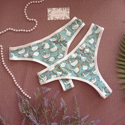 Women's thong panties "Gesse" with print | High-quality handmade thong to order