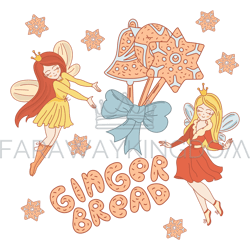 gingerbread girls dessert princess vector illustration set
