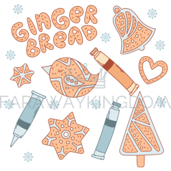 gingerbread set dessert cartoon vector illustration set