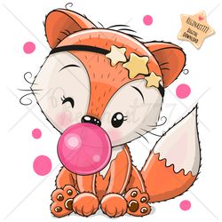 cute cartoon fox png, clipart, sublimation design, children illustration, digital clip art