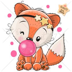 Cute Cartoon Fox PNG, clipart, Sublimation Design, Children illustration, digital clip art