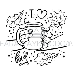 girl holding mug of coffee in her hands vector illustration set