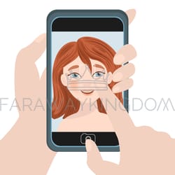 girl selfie internet talking business vector illustration set