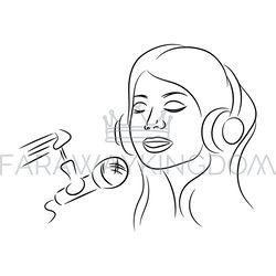 girl sing music sound recording online vector illustration