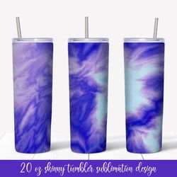 Marble Tumbler Sublimation Wrap. Blue Purple Tumbler  Design