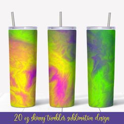 Vibrant Colorful Tumbler Sublimation Wrap. 20oz Skinny Tumbler Design