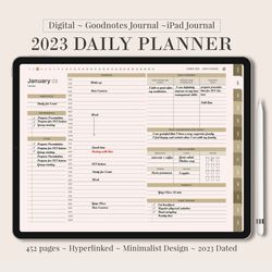 DIGITAL 2023 planner, Daily monthly weekly planner, Work student teacher hourly schedule, Monday Sunday Start, iPad