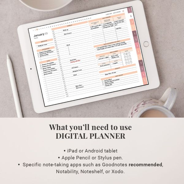 DIGITAL 2023 planner, Daily monthly weekly planner, Work student teacher hourly schedule, Monday Sunday Start, iPad (5).jpg