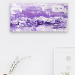 Purple white abstract painting Mountains landscape abstraction Winter night art