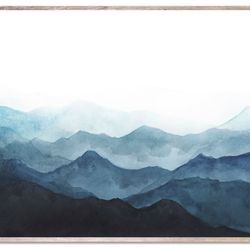 Blue Ridge Mountains Art Print Smoky Mountains Watercolor Painting Blue Ridge Virginia Landscape Wall Art Indigo Blue