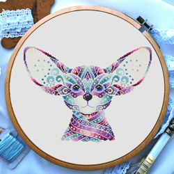 Fox fennec cross stitch, Mandala cross stitch, Animals cross stitch, Cross stitch baby, Digital download PDF