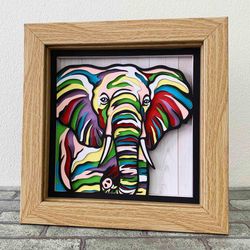 Elephant 3D Layered SVG For Cardstock/ Colorful Elephant Multilayer Pop Art/ Wild Animal Papercraft/ SVG For Cricut